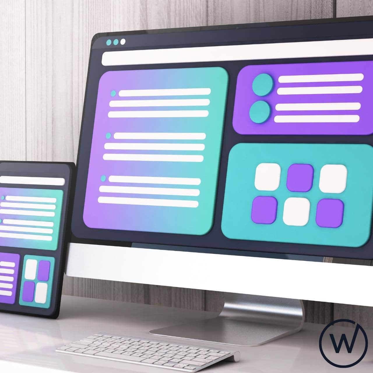 Pantalla de ordenador con gráficos de estadísticas web, tiempo de permanencia y tasa de conversión